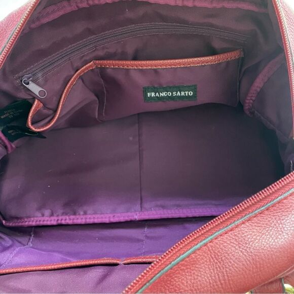 FRANCO SARTO Red Leather zip top double handle shoulder bag/ satchel medium - Picture 10 of 12